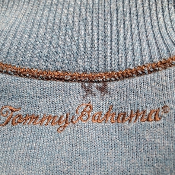 Tommy Bahama Light Brown  1/4 Zip Pullover With Contrasting Color - Picture 9 of 9